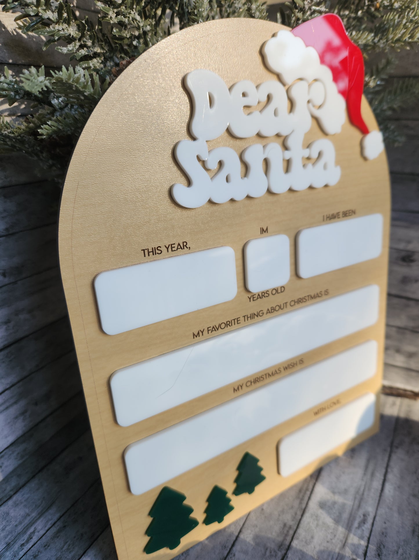 Personalized "Dear Santa" Dry Erase Christmas Sign – Reusable Holiday Memory Board for Kids