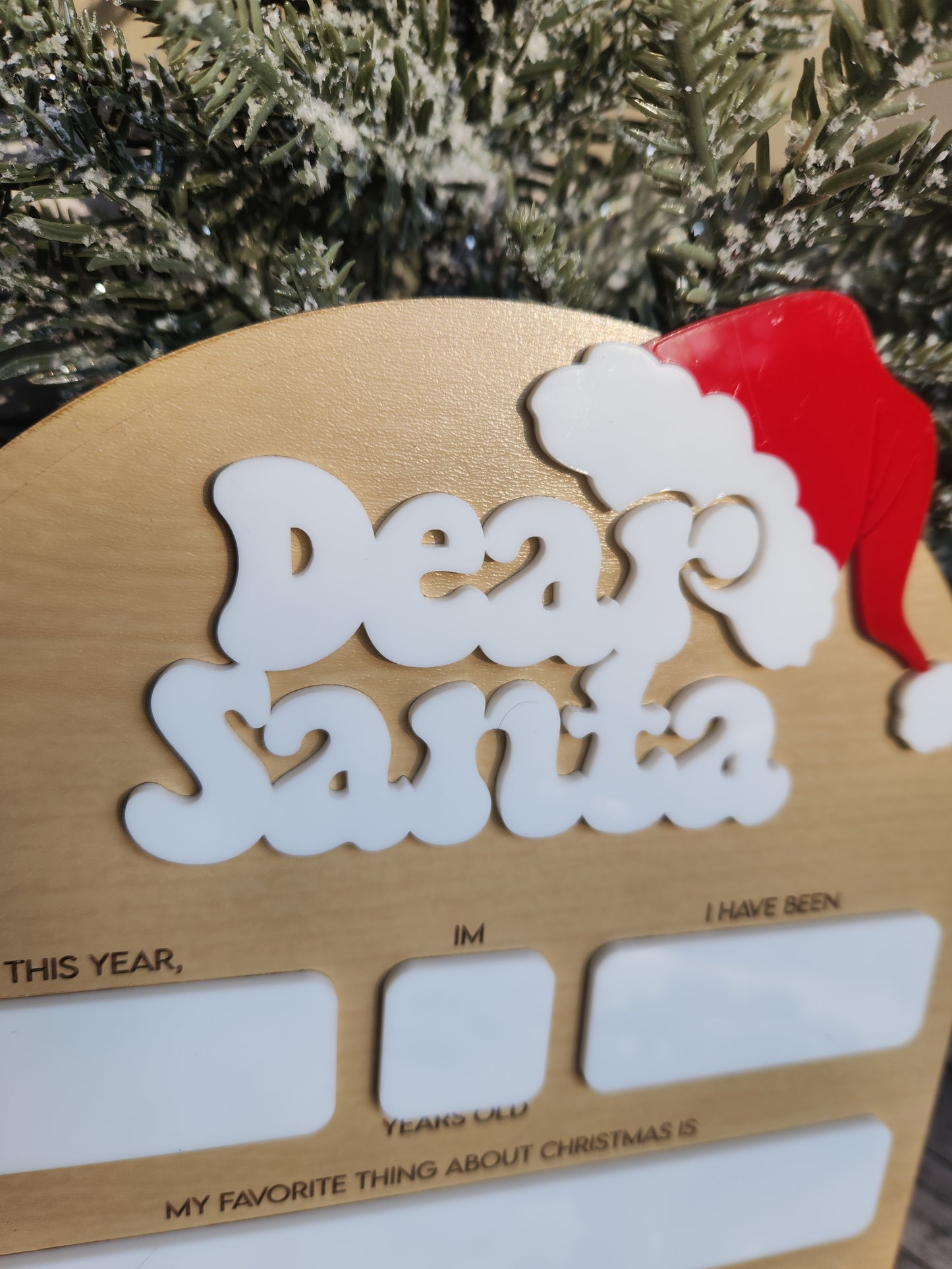 Personalized "Dear Santa" Dry Erase Christmas Sign – Reusable Holiday Memory Board for Kids