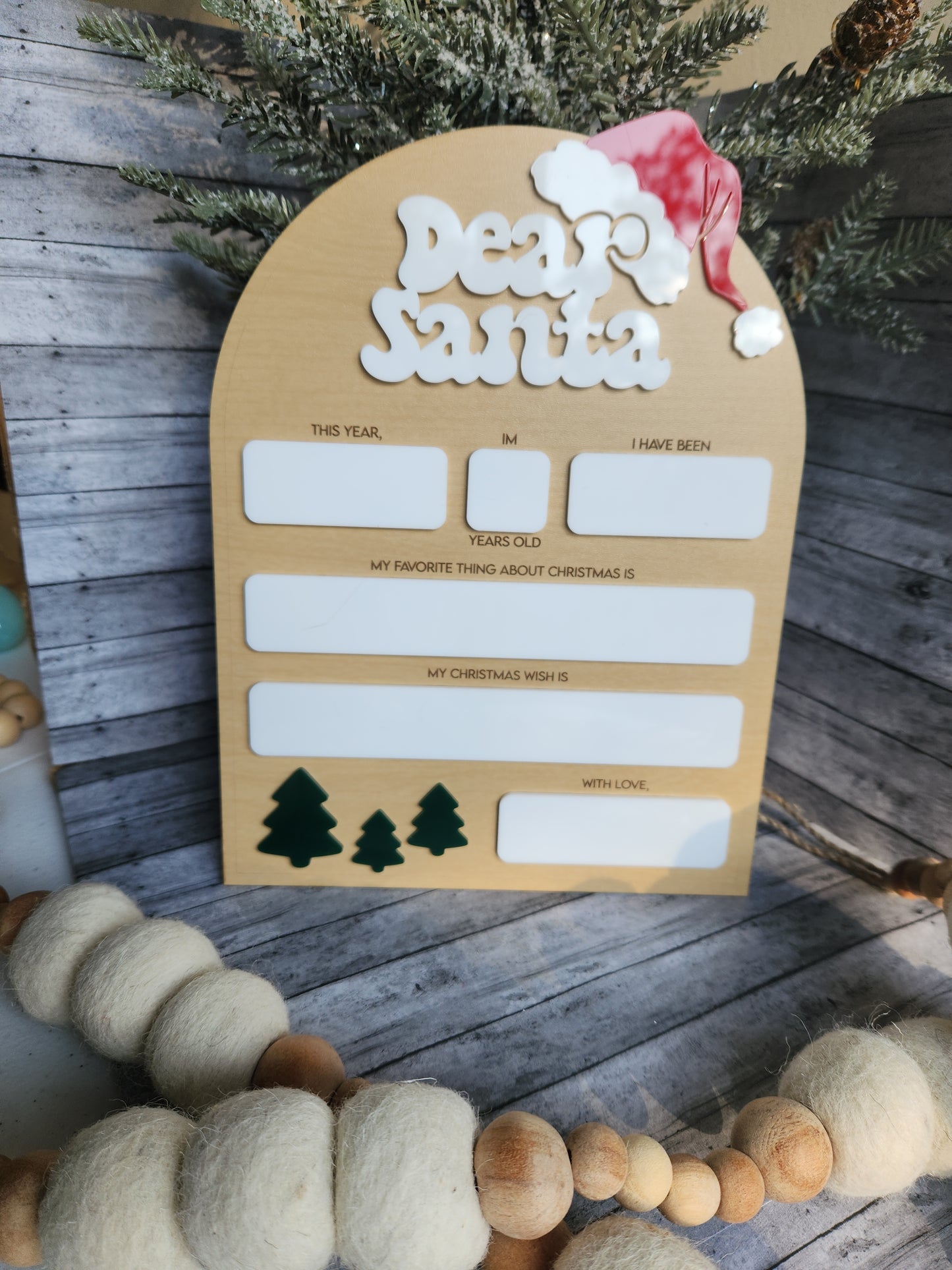 Personalized "Dear Santa" Dry Erase Christmas Sign – Reusable Holiday Memory Board for Kids