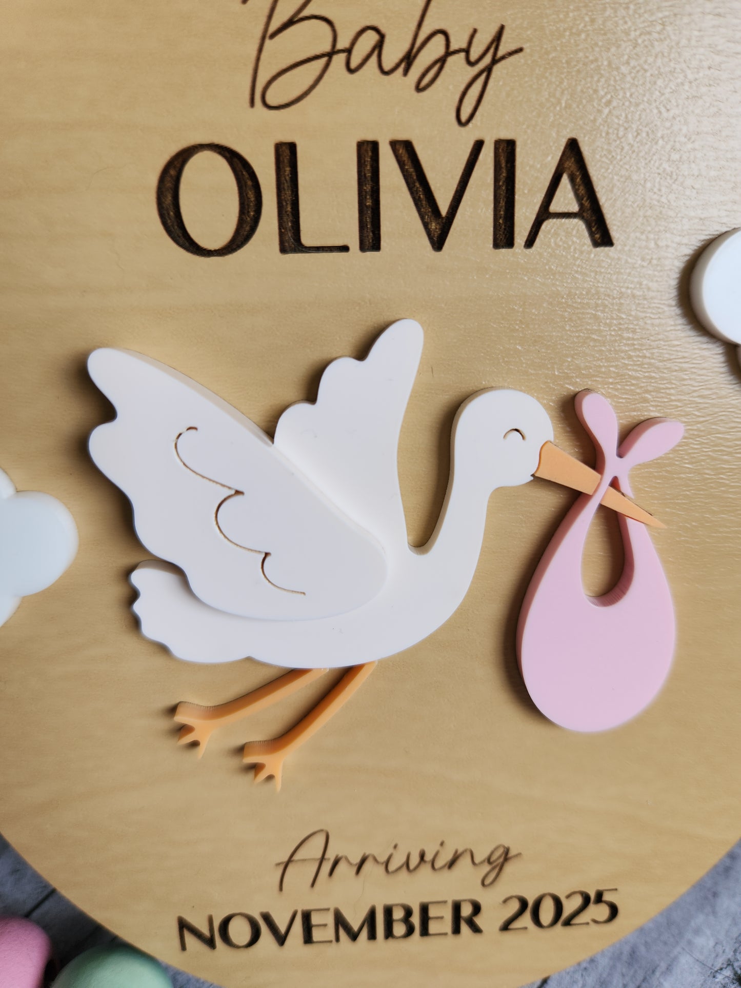 Personalized Baby Announcement Sign – Custom Stork Sign with Name & Arrival Date