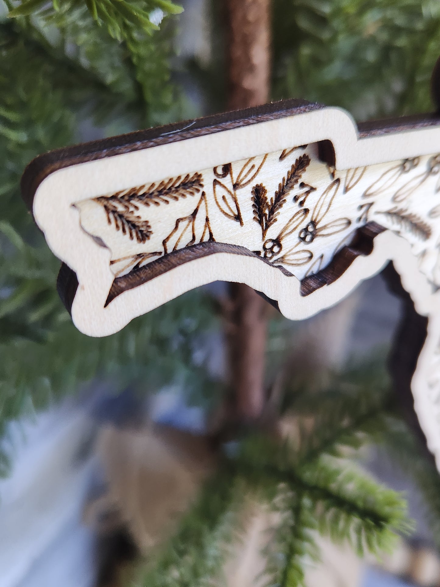 Personalized State Christmas Ornament – Any State with Custom Heart Location • Laser Engraved Wood Holiday Keepsake Gift