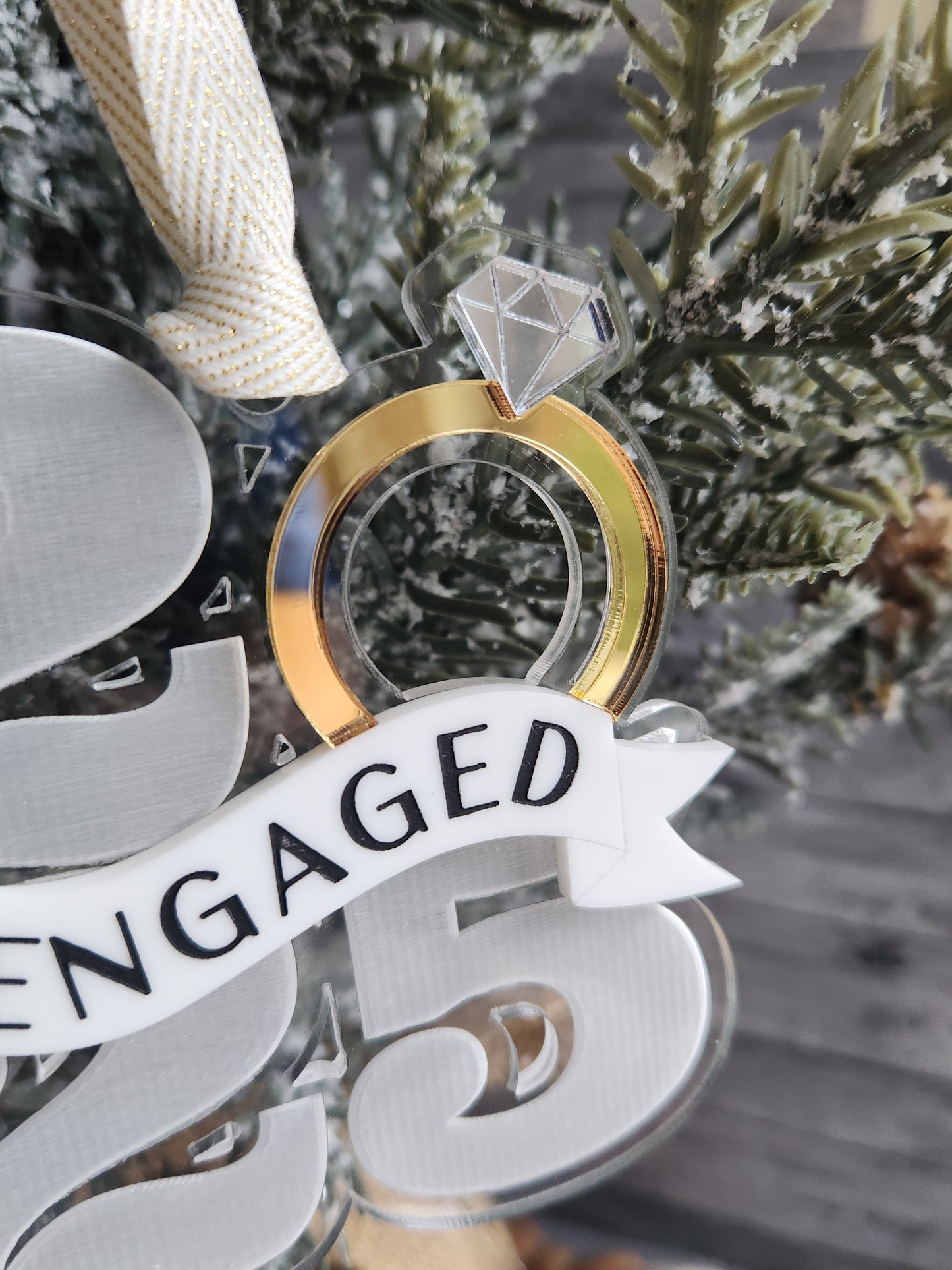 Engaged 2025 Ornament – Personalized Engagement Christmas Ornament, Engagement Gift Idea, First Christmas Engaged Ornament, Holiday Keepsake