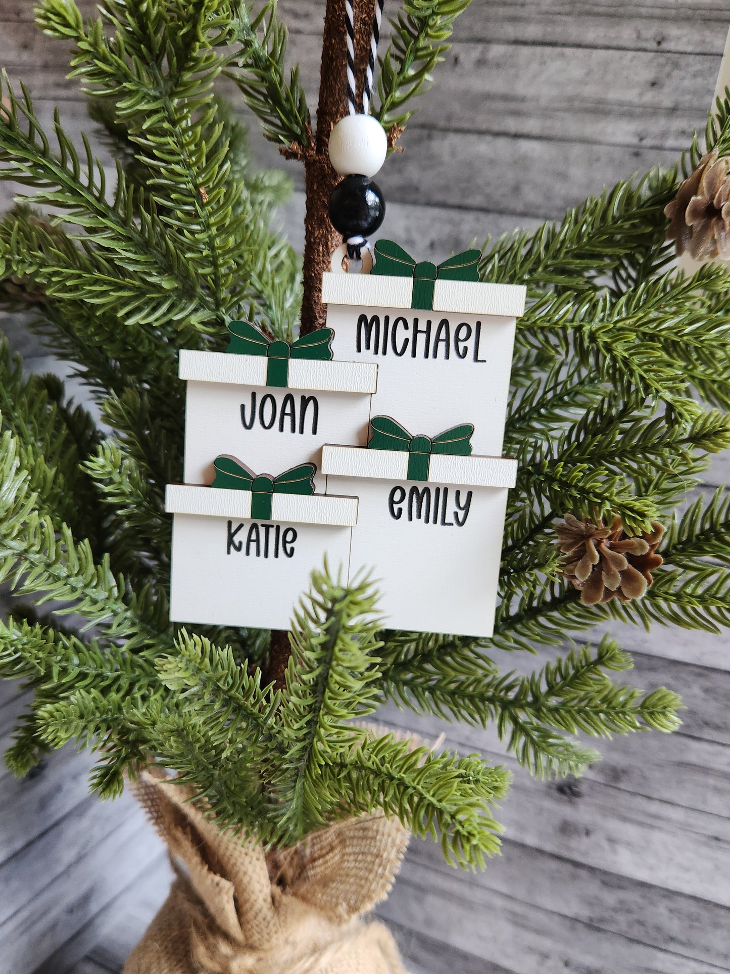 Personalized Stacked Gift Ornament – Custom Christmas Name Ornament for Family, Friends or Coworkers