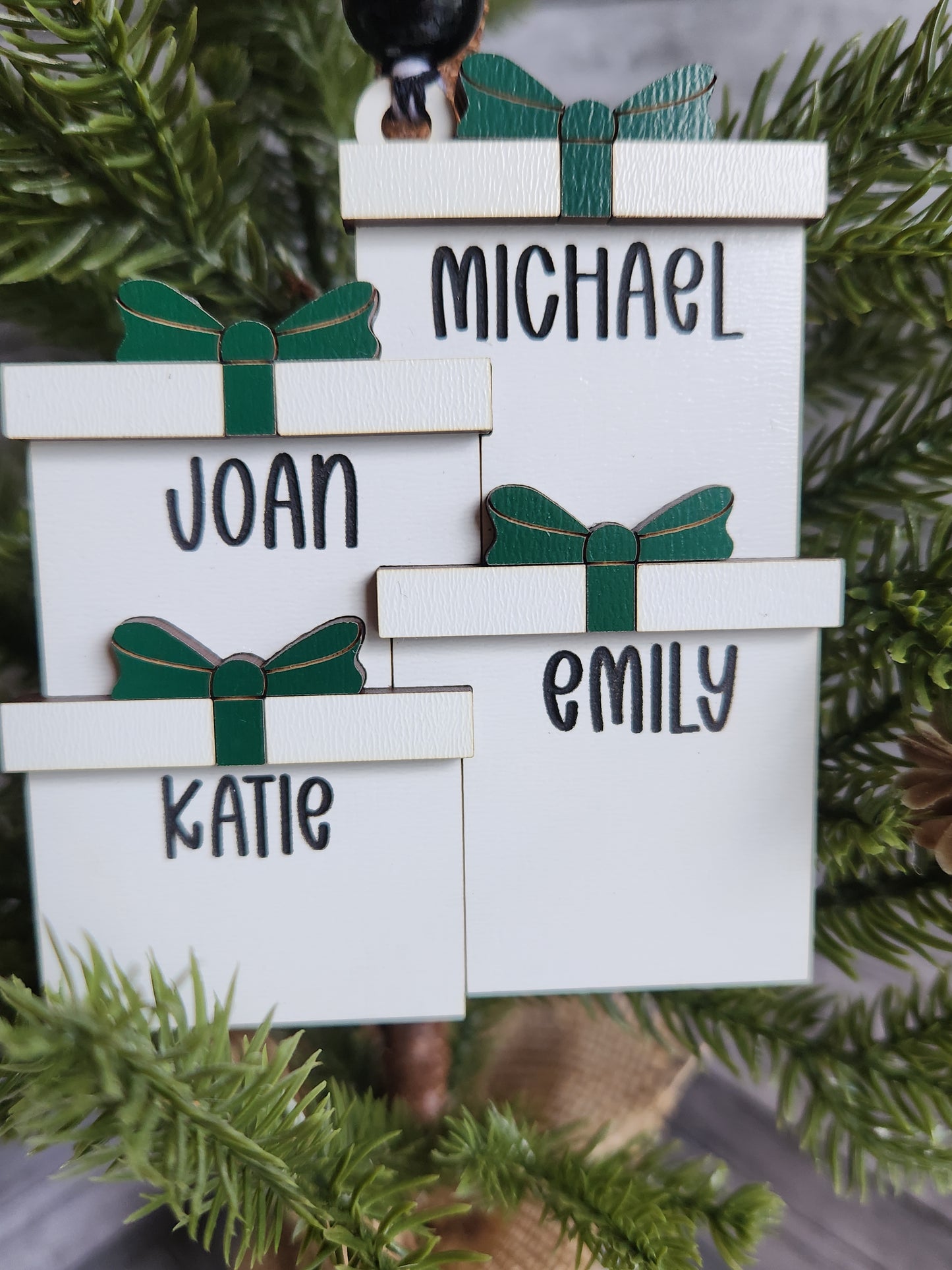 Personalized Stacked Gift Ornament – Custom Christmas Name Ornament for Family, Friends or Coworkers