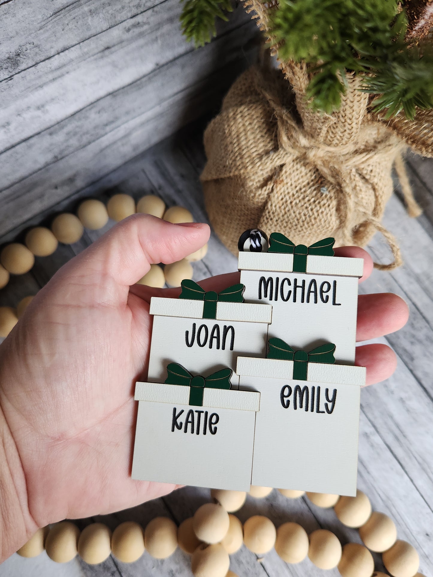 Personalized Stacked Gift Ornament – Custom Christmas Name Ornament for Family, Friends or Coworkers