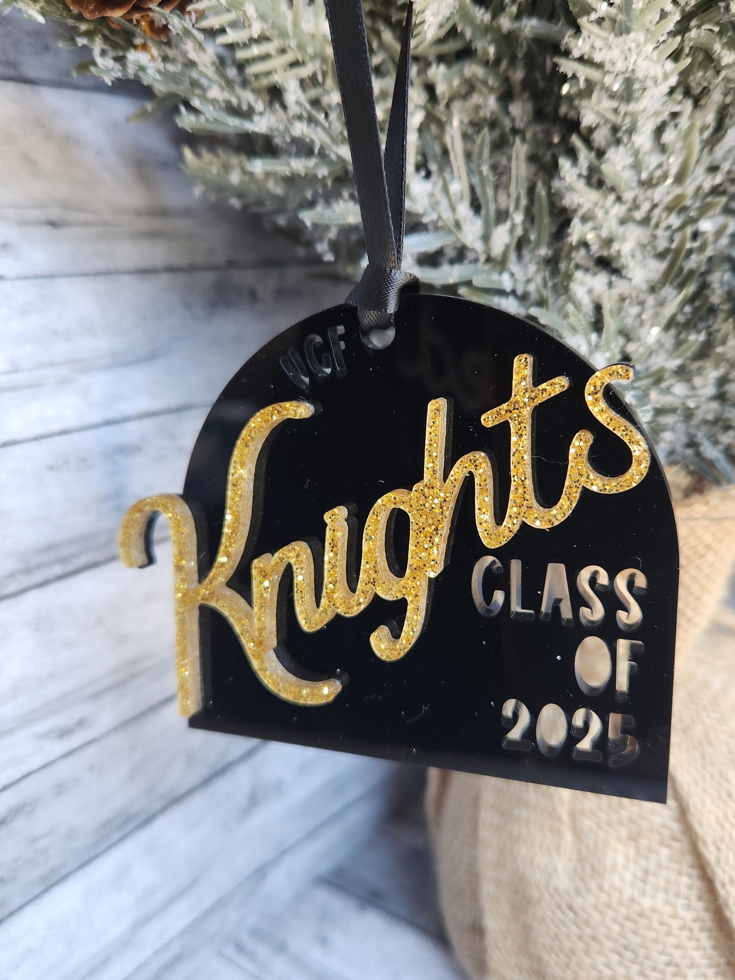 Custom Class of 2025 Graduation Ornament โ Personalized School Ornament for UCF, UF, FSU, and More โ Glitter Acrylic Keepsake