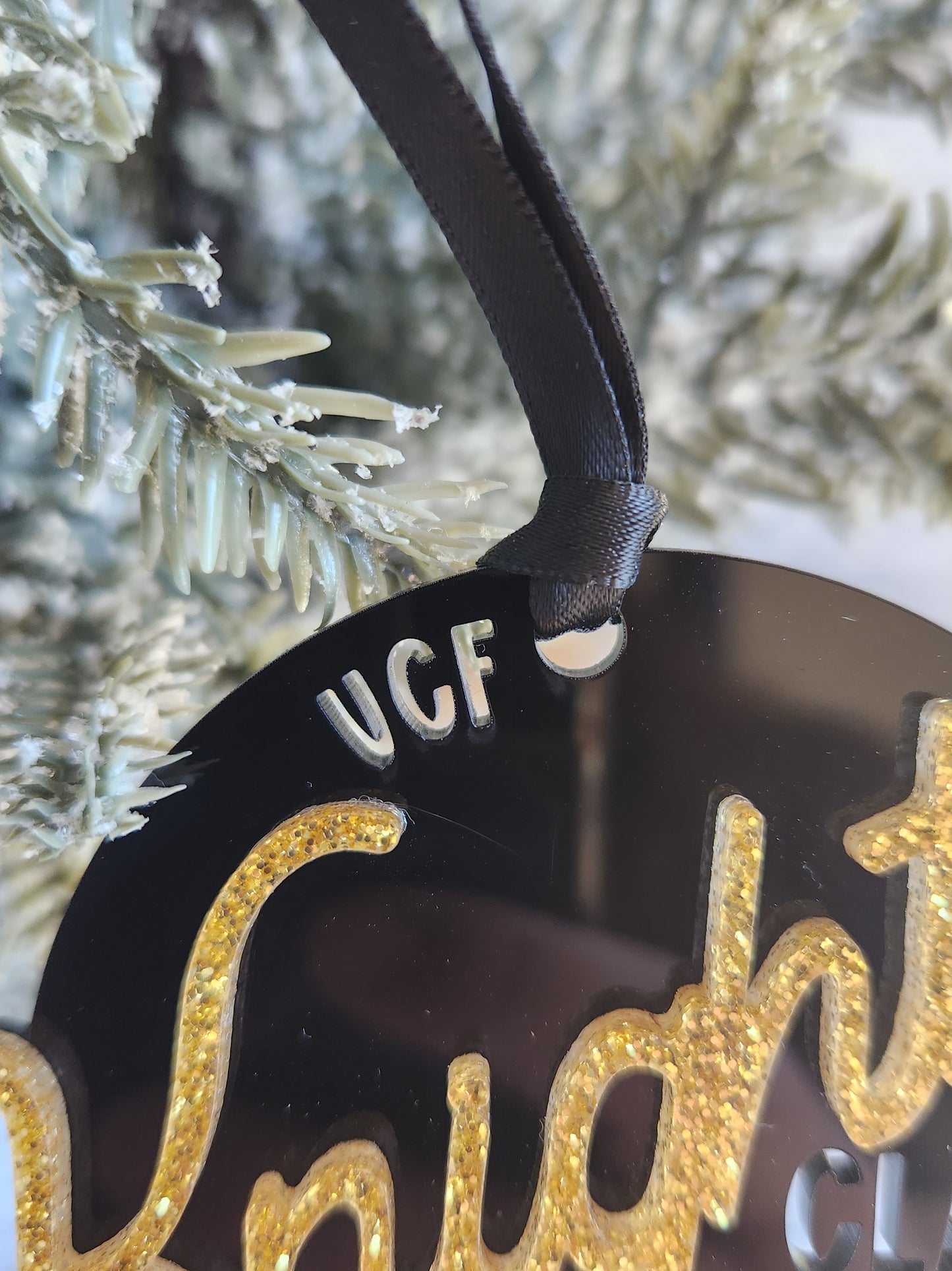 Custom Class of 2025 Graduation Ornament โ Personalized School Ornament for UCF, UF, FSU, and More โ Glitter Acrylic Keepsake