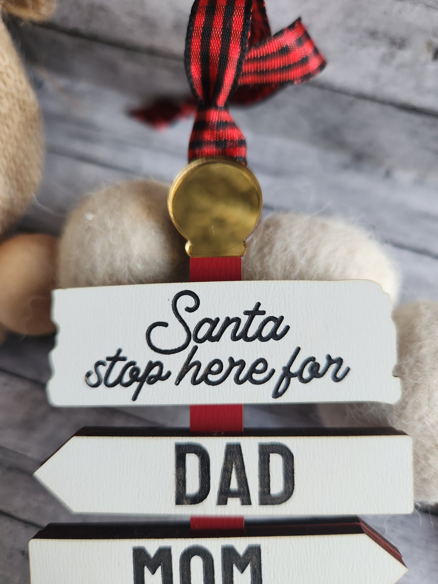 Personalized Santa Stop Here Family Ornament – Custom Christmas Sign with Names & Year