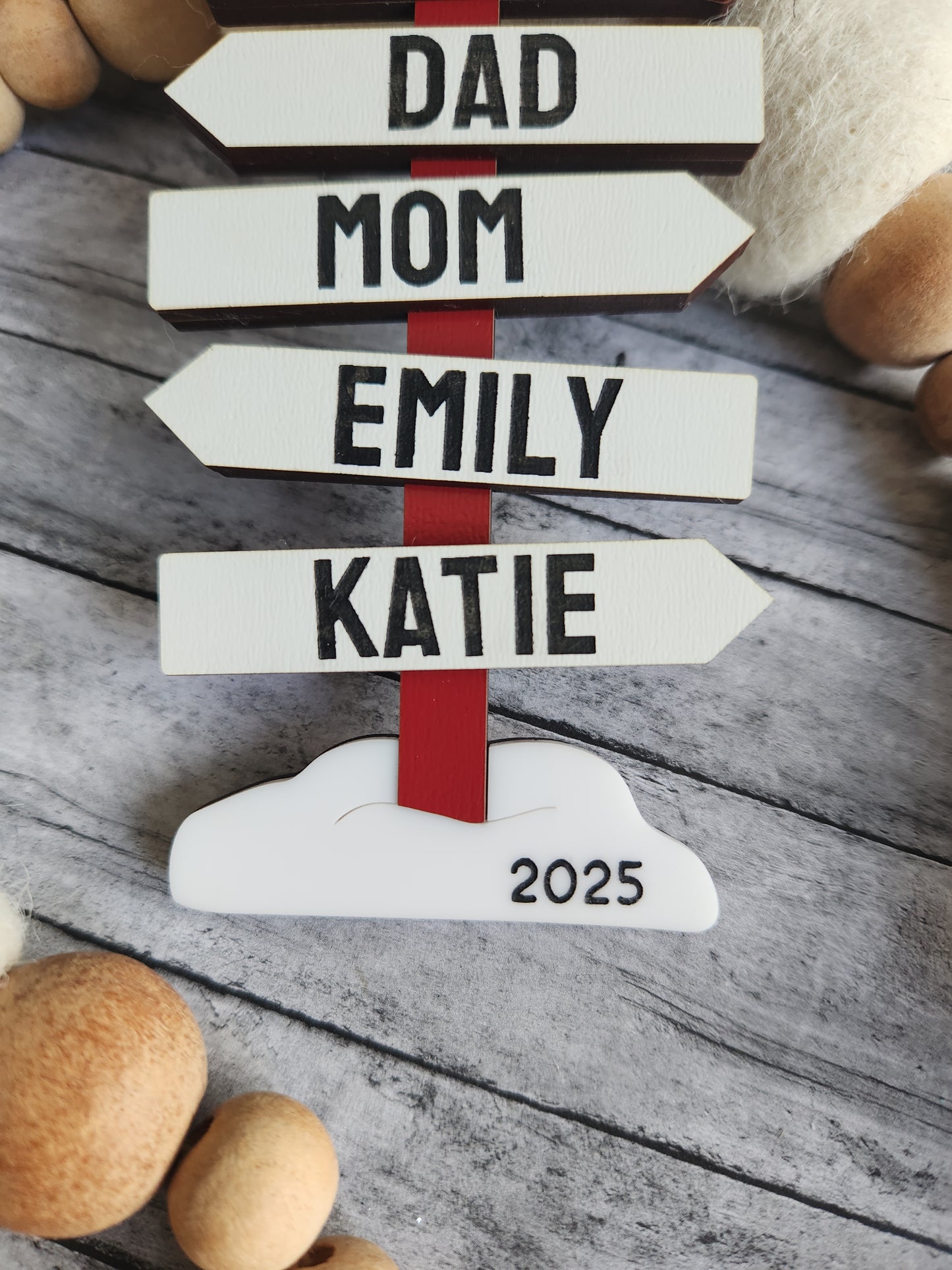 Personalized Santa Stop Here Family Ornament – Custom Christmas Sign with Names & Year