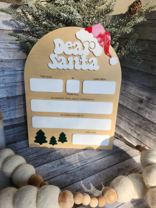 Personalized "Dear Santa" Dry Erase Christmas Sign – Reusable Holiday Memory Board for Kids