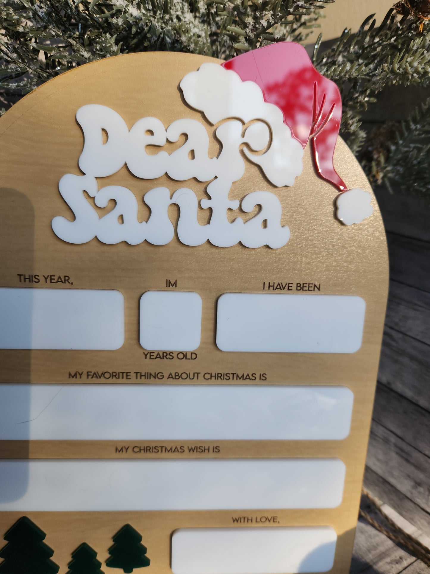 Personalized "Dear Santa" Dry Erase Christmas Sign – Reusable Holiday Memory Board for Kids