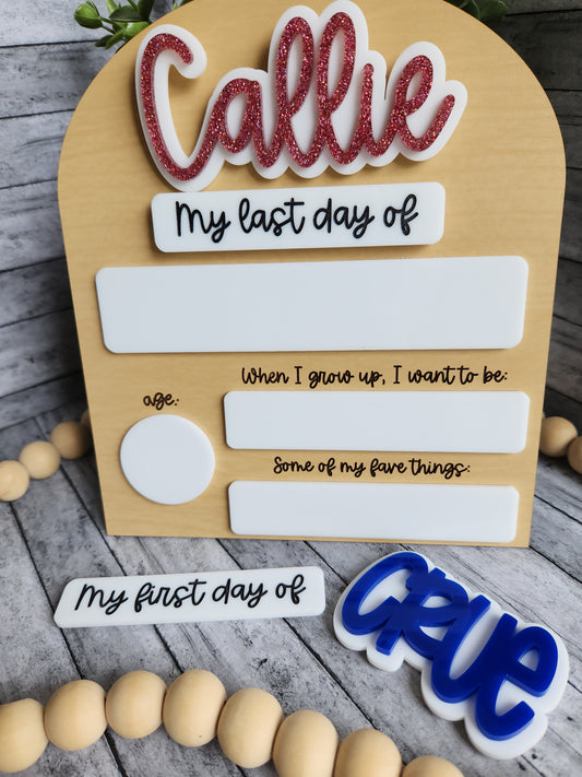 Personalized First & Last Day of School Sign – Custom Name Photo Prop