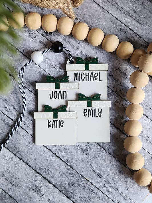 Personalized Stacked Gift Ornament – Custom Christmas Name Ornament for Family, Friends or Coworkers