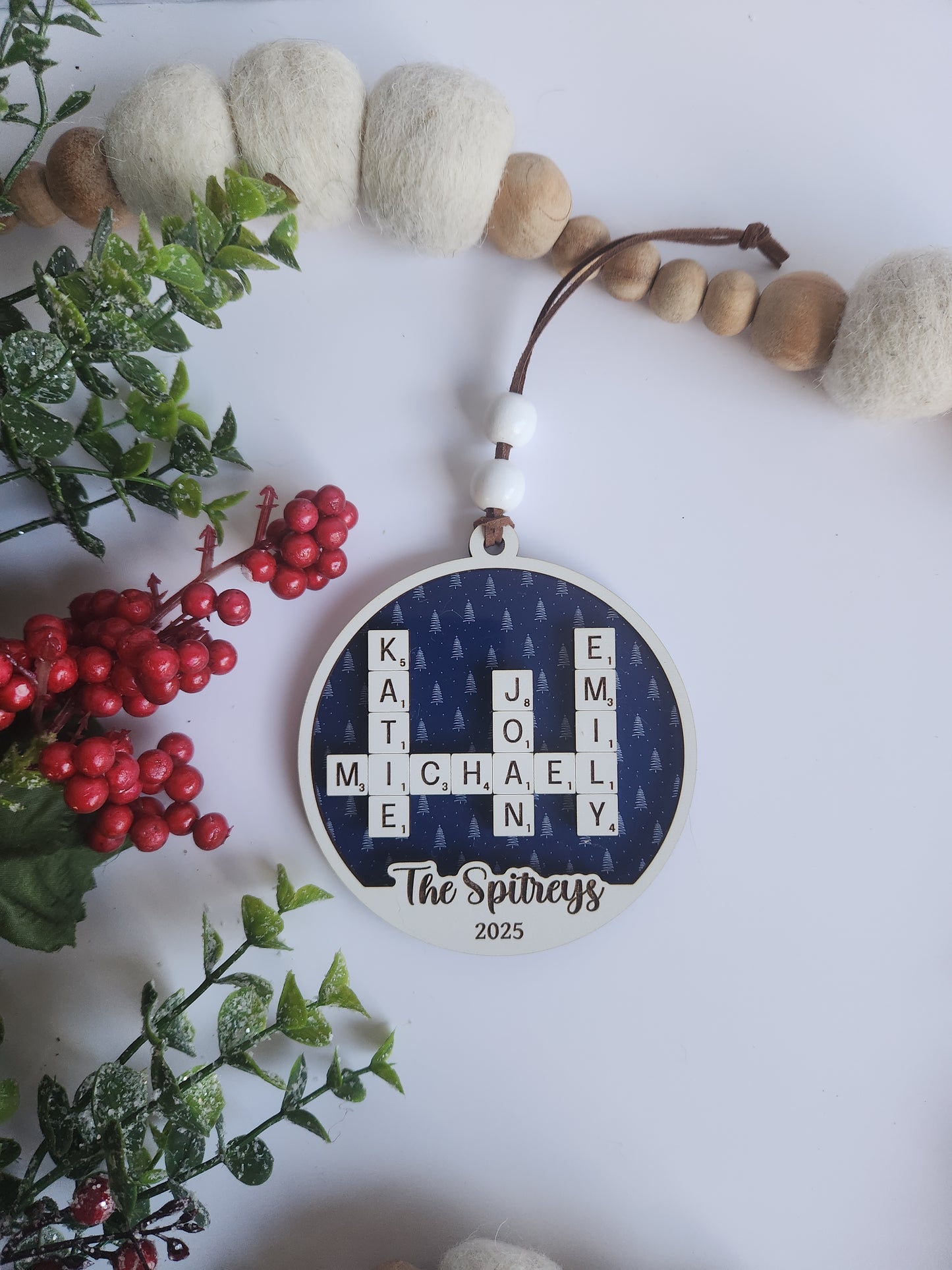 Custom Personalized Crossword Ornament – Family Name Christmas Ornament (Up to 10 Names)