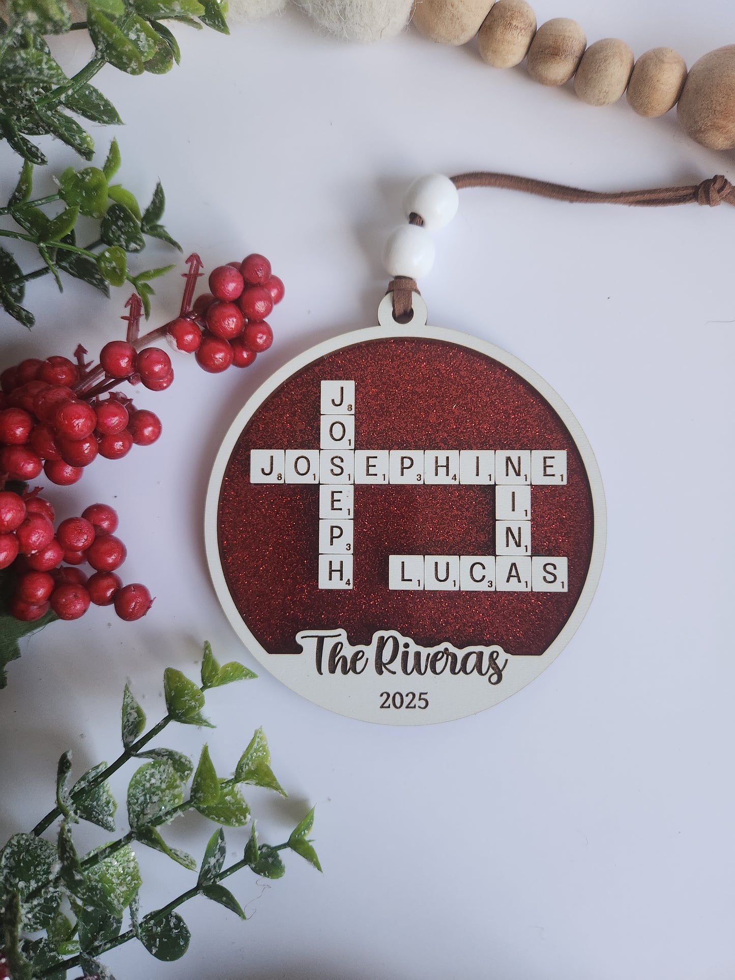 Custom Personalized Crossword Ornament – Family Name Christmas Ornament (Up to 10 Names)