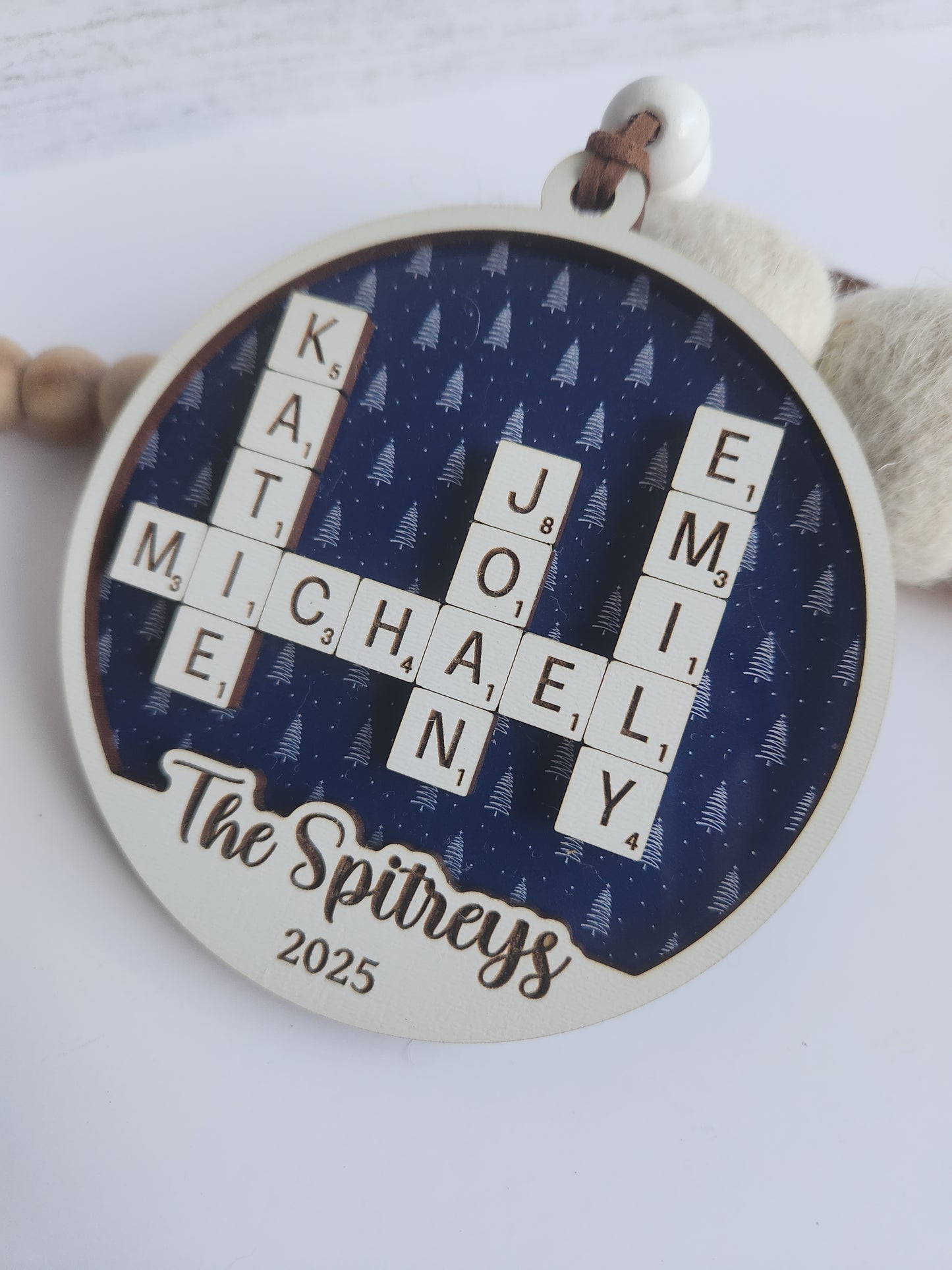 Custom Personalized Crossword Ornament – Family Name Christmas Ornament (Up to 10 Names)