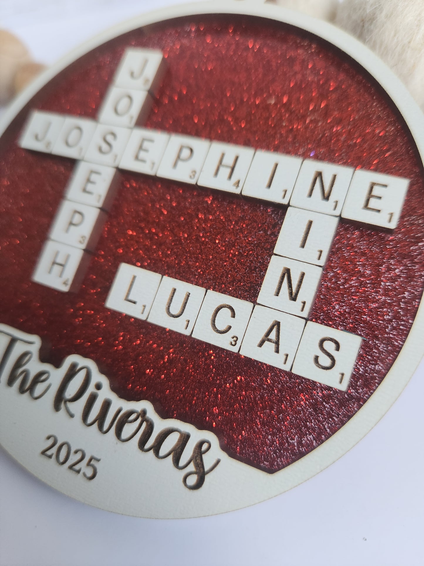 Custom Personalized Crossword Ornament – Family Name Christmas Ornament (Up to 10 Names)