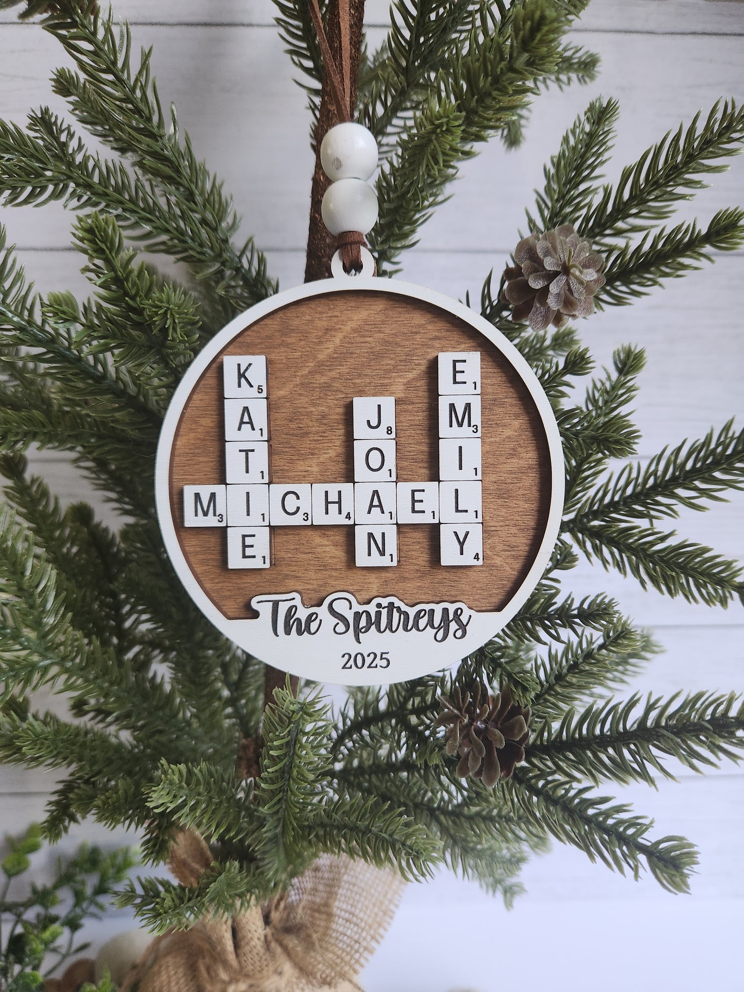 Custom Personalized Crossword Ornament – Family Name Christmas Ornament (Up to 10 Names)