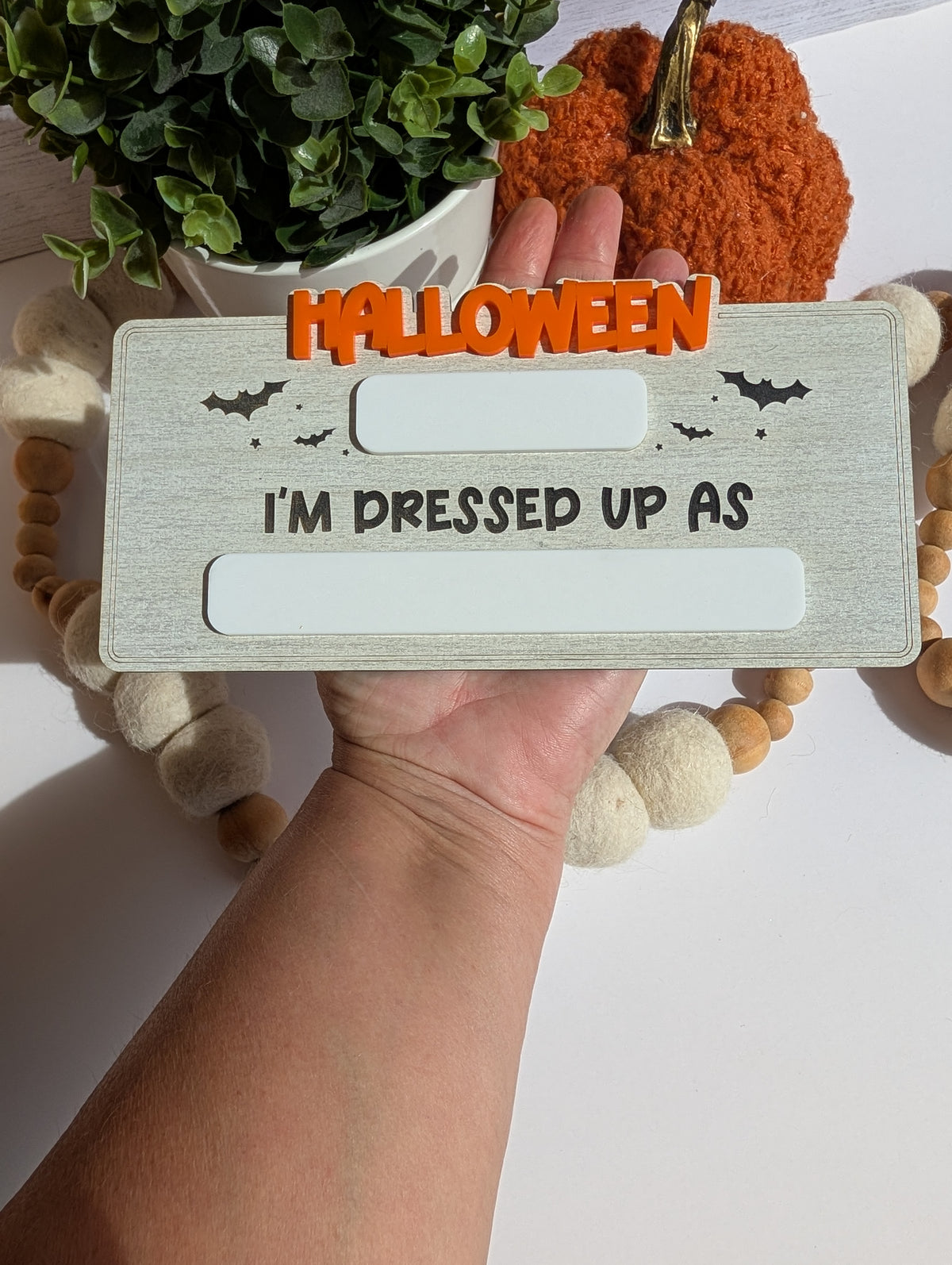 Halloween Costume Photo Prop Sign | Reusable Wooden Keepsake